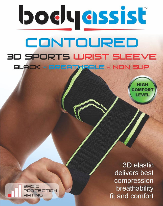 BODYASSIST Contoured Wrist-Hand Half Glove Black