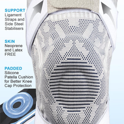 BODYASSIST Sports Knee with Stability Strap White-Grey