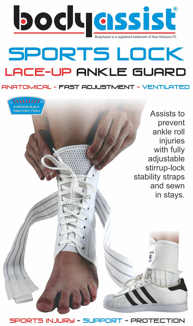 BODYASSIST Sport Lock Lace-Up Ankle Guard White