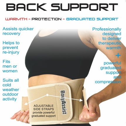 BODYASSIST Deluxe Thermal Back Support Beige