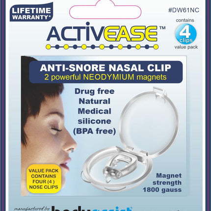 ACTIVEASE Anti-Snore Nasal Clip Magnetised 4 Nose Clips