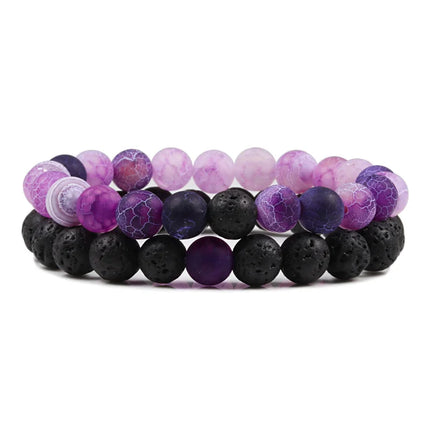 Couples Bracelet Set - Tiger Eye Beaded Yoga Bracelets for Men & Women