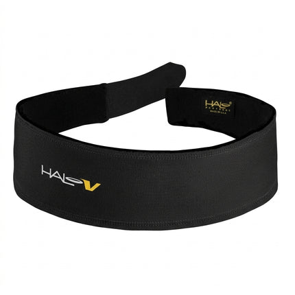 HALO V SWEATBAND - Adjustable fit with Velcro closure, "Halo Sweat Seal, channels sweat away" - BLACK