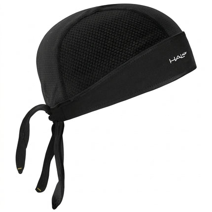 BANDANA - HALO PROTEX, Tie Bandana for Custom Fit, "Halo Sweat Seal, channels sweat away" - BLACK