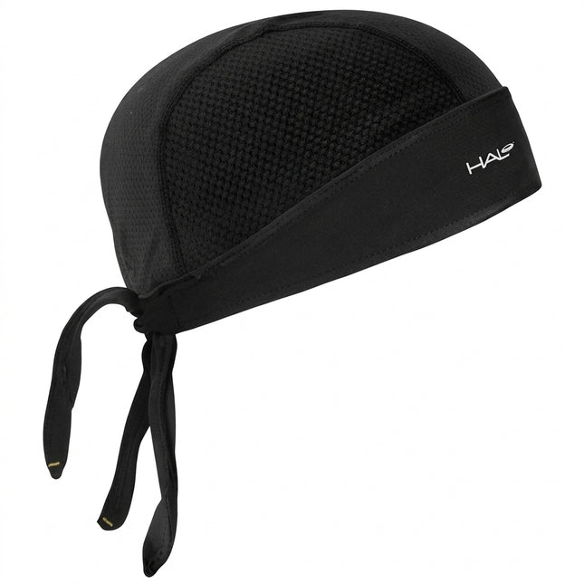 BANDANA - HALO PROTEX, Tie Bandana for Custom Fit, "Halo Sweat Seal, channels sweat away" - BLACK