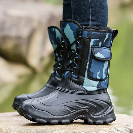 winter boots Waterproof Snow Boots Fishing Shoes Men Boots Rain Winter shoes Warm Fur Outdoor Camo Hunting Boots Camouflage