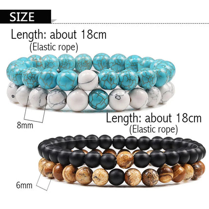 Couples Bracelet Set - Tiger Eye Beaded Yoga Bracelets for Men & Women