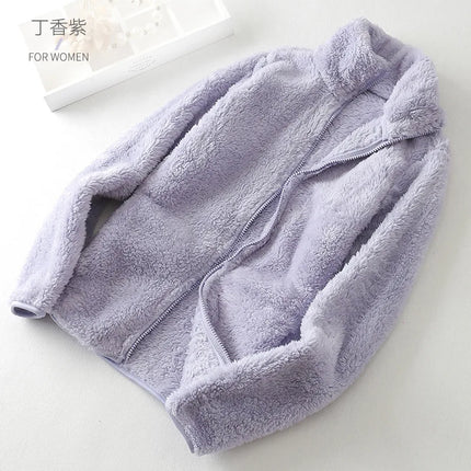 Winter Coral Fleece Coat Women's Anti-Snow Jacket Double-Sided Soft Men's Thickened Outwear Warm Outdoor Top Stormcoat Liner