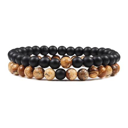 Couples Bracelet Set - Tiger Eye Beaded Yoga Bracelets for Men & Women
