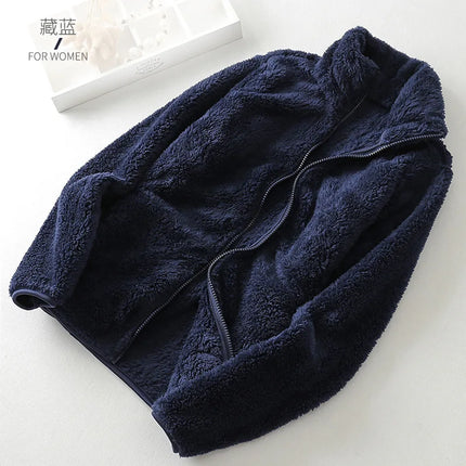Winter Coral Fleece Coat Women's Anti-Snow Jacket Double-Sided Soft Men's Thickened Outwear Warm Outdoor Top Stormcoat Liner