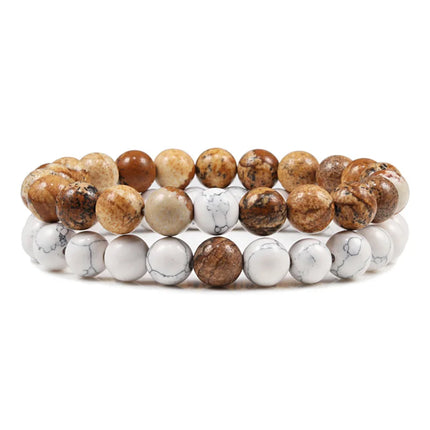 Couples Bracelet Set - Tiger Eye Beaded Yoga Bracelets for Men & Women