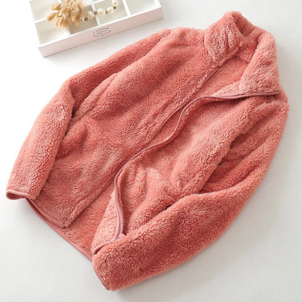 Winter Coral Fleece Coat Women's Anti-Snow Jacket Double-Sided Soft Men's Thickened Outwear Warm Outdoor Top Stormcoat Liner
