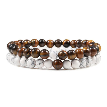 Couples Bracelet Set - Tiger Eye Beaded Yoga Bracelets for Men & Women