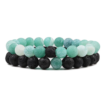 Couples Bracelet Set - Tiger Eye Beaded Yoga Bracelets for Men & Women
