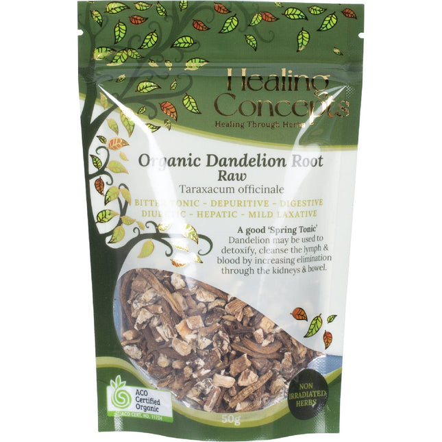 HEALING CONCEPTS Organic Dandelion Root Raw 50g | Herbal Tea