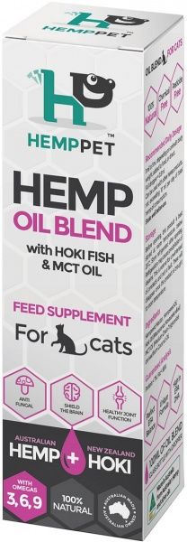 HEMP PET HEMP OIL BLEND WITH HOKI FISH & MCT OIL FEED SUPPLEMENT FOR CATS 100ML