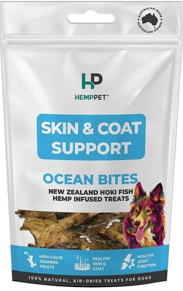 HEMP PET SKIN & COAT SUPPORT NZ HOKI FISH HEMP INFUSED TREATS FOR DOGS 70G