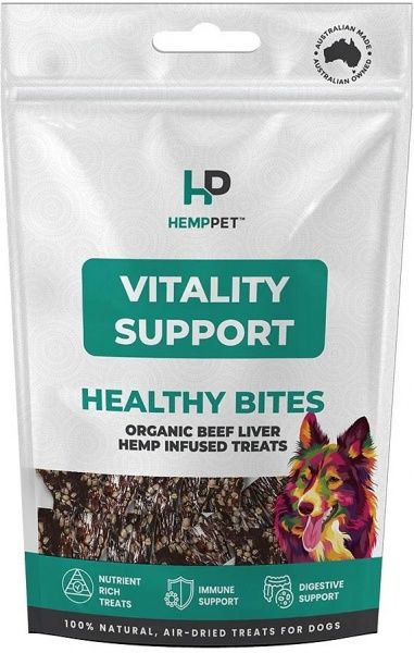 HEMP PET VITALITY SUPPORT ORGANIC BEEF LIVER HEMP INFUSED TREATS FOR DOGS 80G