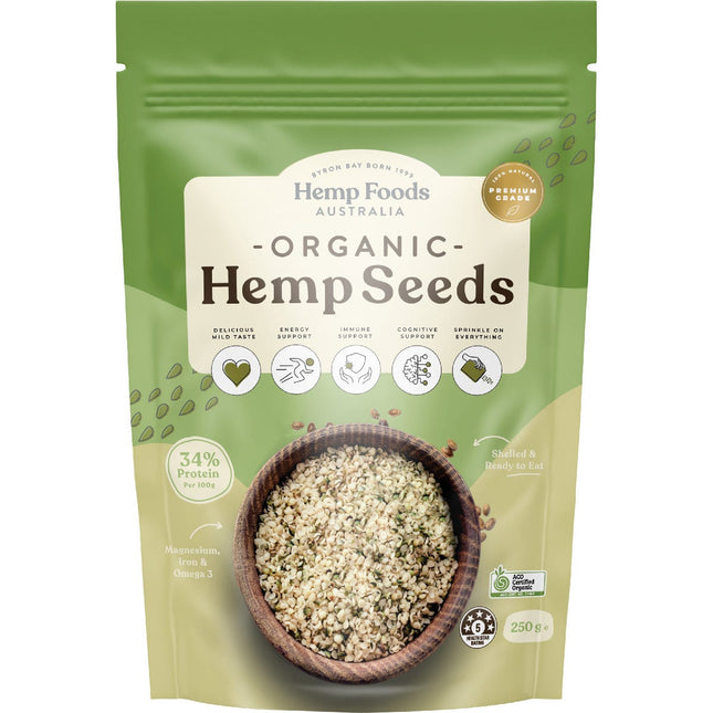 HEMP FOODS AUSTRALIA Organic Hemp Seeds Hulled 250g | Hemp Product