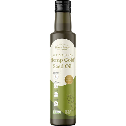 HEMP FOODS AUSTRALIA Organic Hemp Gold Seed Oil 500ml | Cooking Oil