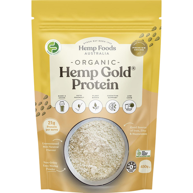 Hemp Foods Australia Organic Hemp Gold Protein Powder 450g