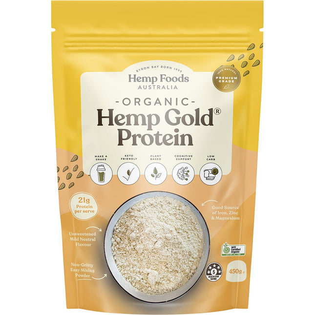 HEMP FOODS AUSTRALIA Organic Hemp Gold Protein 450g | Protein Snack