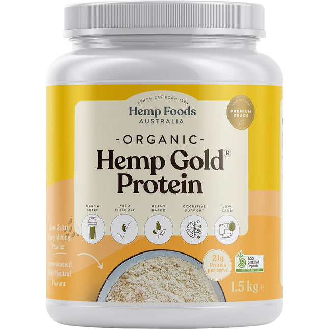 HEMP FOODS AUSTRALIA Organic Hemp Gold Protein 1.5kg | Protein Snack