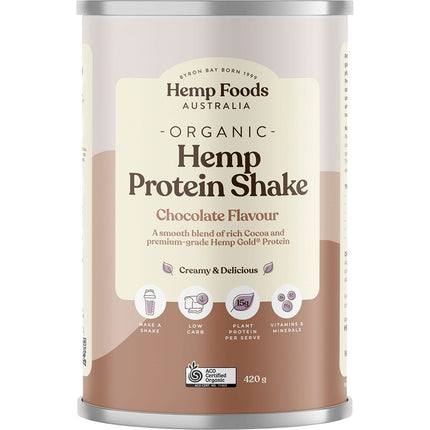 HEMP FOODS AUSTRALIA Organic Hemp Protein Shake Chocolate 420g | Creatine