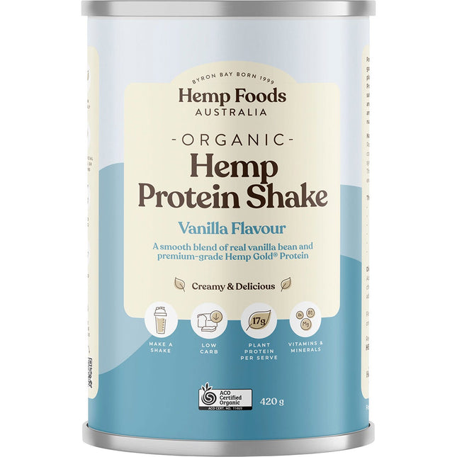HEMP FOODS AUSTRALIA Organic Hemp Protein Shake Vanilla 420g | Protein Powder