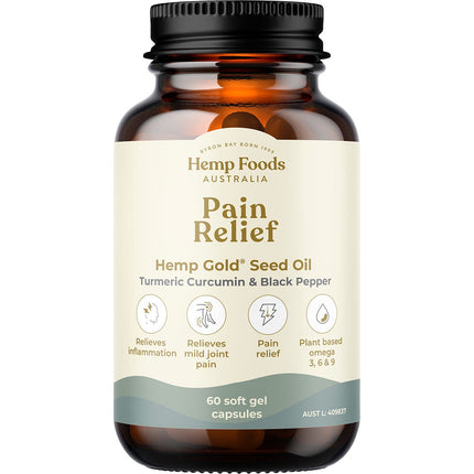 HEMP FOODS AUSTRALIA Pain Relief with Hemp Gold Seed Oil 60 Caps | Bee Product