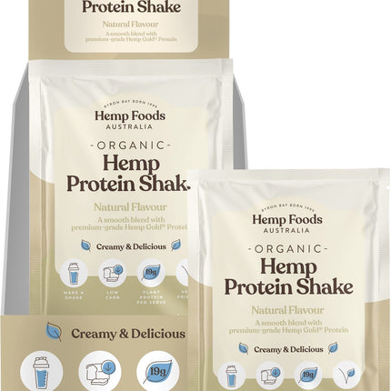 HEMP FOODS AUSTRALIA Organic Hemp Protein Shake Natural 7x35g | Protein Shaker