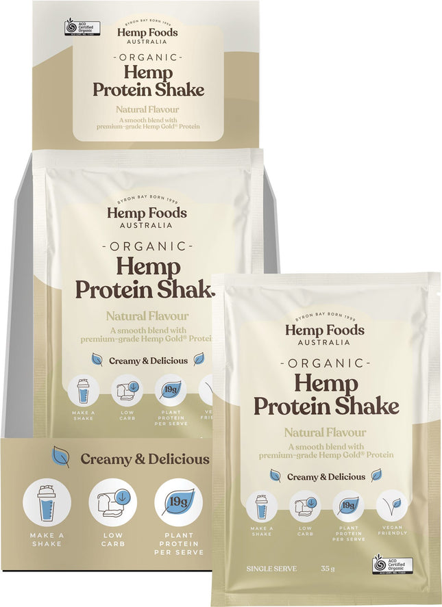 HEMP FOODS AUSTRALIA Organic Hemp Protein Shake Natural 7x35g | Protein Shaker