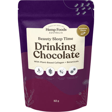 HEMP FOODS AUSTRALIA Drinking Chocolate Beauty Sleep Time 112g | Sleep & Relaxation Supplement