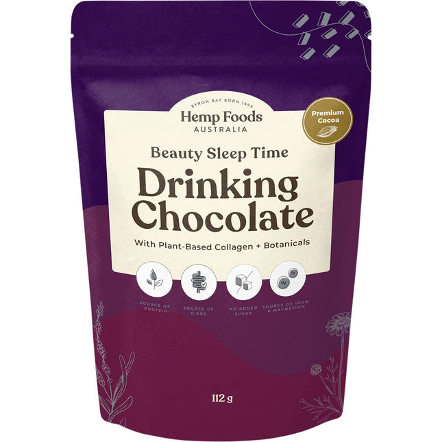 HEMP FOODS AUSTRALIA Drinking Chocolate Beauty Sleep Time 112g | Sleep & Relaxation Supplement