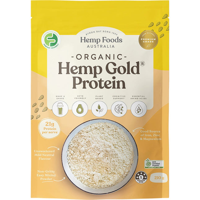 HEMP FOODS AUSTRALIA Organic Hemp Gold Protein 210g | Protein Snack