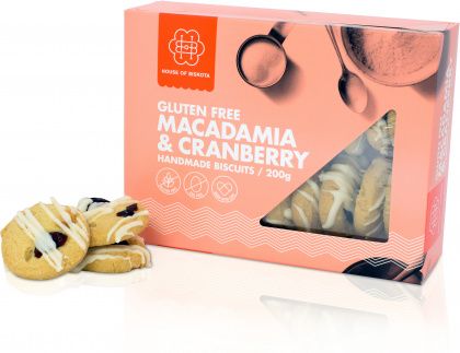 HOUSE OF BISKOTA GLUTEN FREE MACADAMIA & CRANBERRY BISCUITS 200G