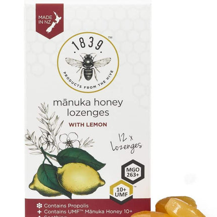 1839 MANUKA HONEY UMF 10+ LOZENGES LEMON 12PK