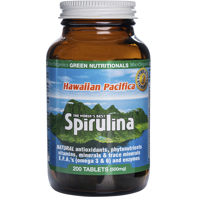 Green Nutritionals Hawaiian Pacifica Spirulina Tablets 500mg 200 Tabs