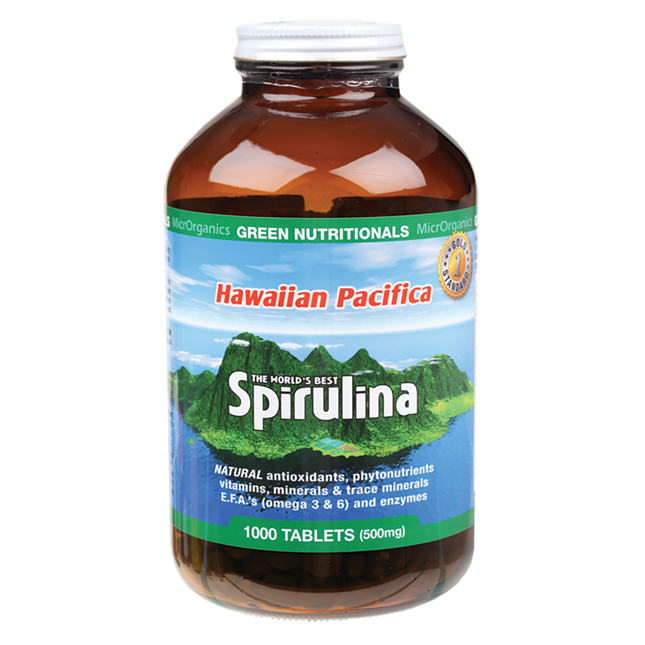Green Nutritionals Hawaiian Pacifica Spirulina Tablets 500mg 1000 Tabs