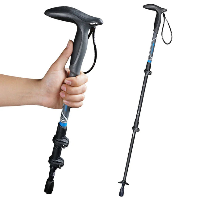 Ultralight T-Handle Carbon Fiber Walking Stick  Adjustable Telescopic Trekking Pole