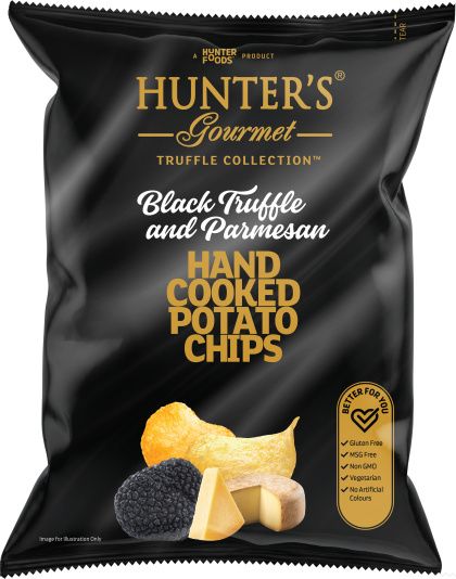 HUNTER’S HAND COOKED POTATO CHIPS BLACK TRUFFLE & PARMESAN G/F 125G