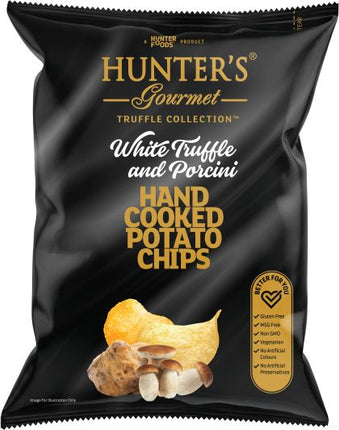 HUNTER’S HAND COOKED POTATO CHIPS WHITE TRUFFLE & PORCINI G/F 125G