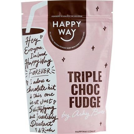 HAPPY WAY - ASHY BINES WHEY PROTEIN POWDER TRIPLE CHOC FUDGE 500G
