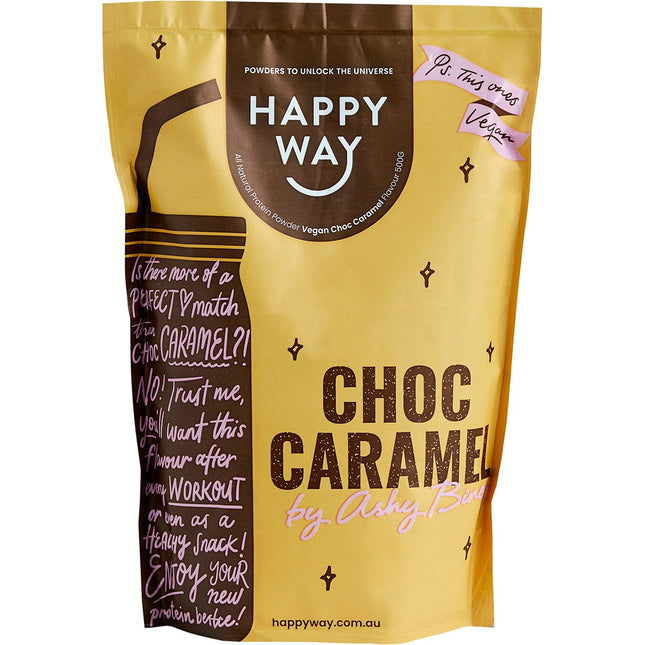 Happy Way - Ashy Bines Vegan Protein Powder Choc Caramel - 500g
