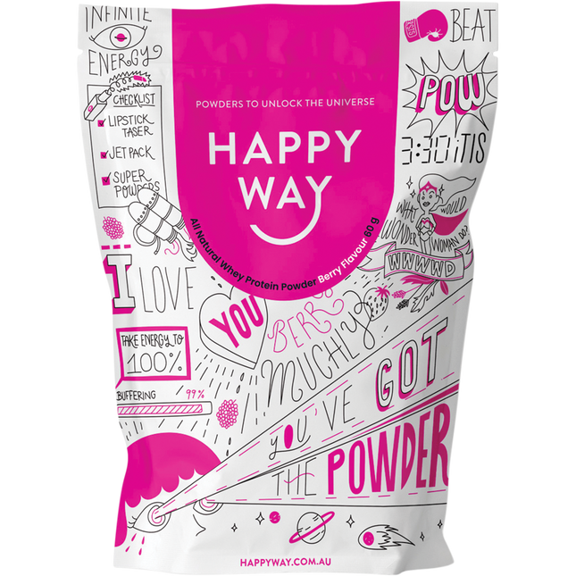 Happy Way Whey Protein Powder Berry 6x60g