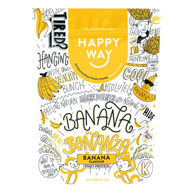 Happy Way Whey Protein Powder Banana 1kg