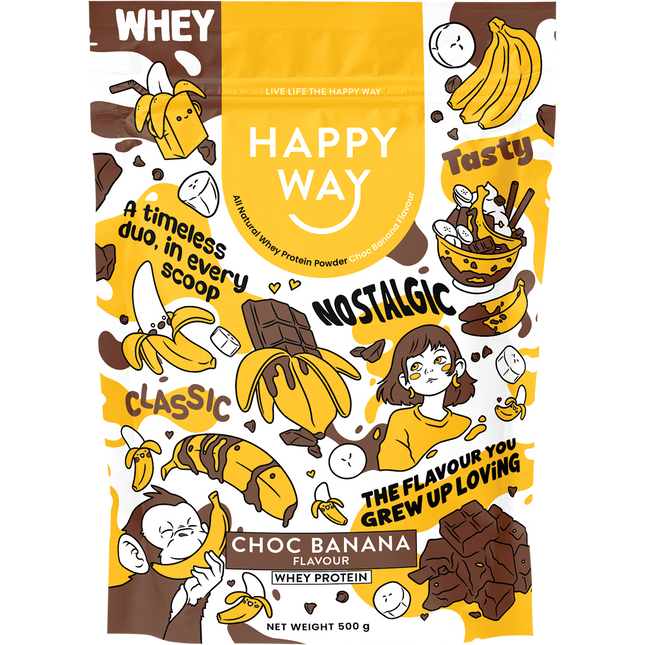 Happy Way Whey Protein Powder Choc Banana 500g