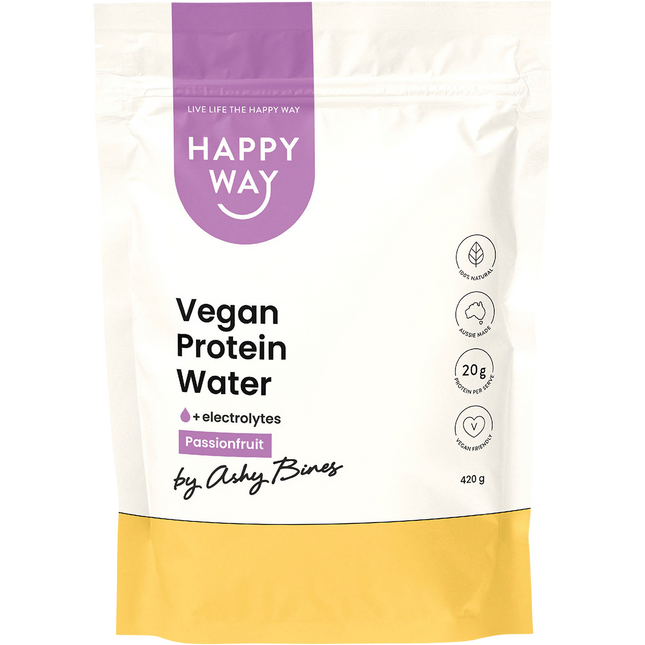 Happy Way Ashy Bines Vegan Protein Water Passionfruit 420g