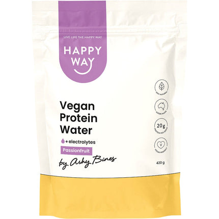 HAPPY WAY Ashy Bines Vegan Protein Water Passionfruit 420g | Protein Snack