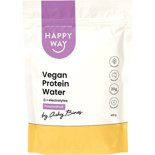 HAPPY WAY Ashy Bines Vegan Protein Water Passionfruit 420g | Protein Snack